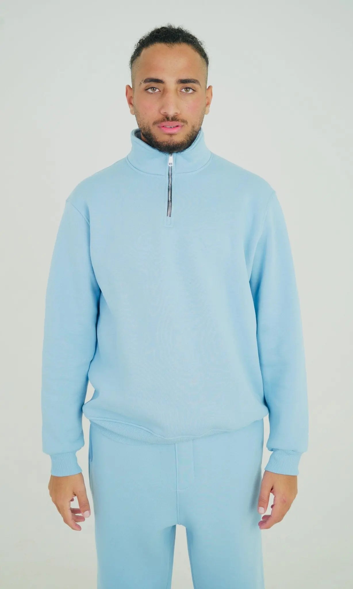 Baby Blue Quarter Zipper | by Sash - Clothing