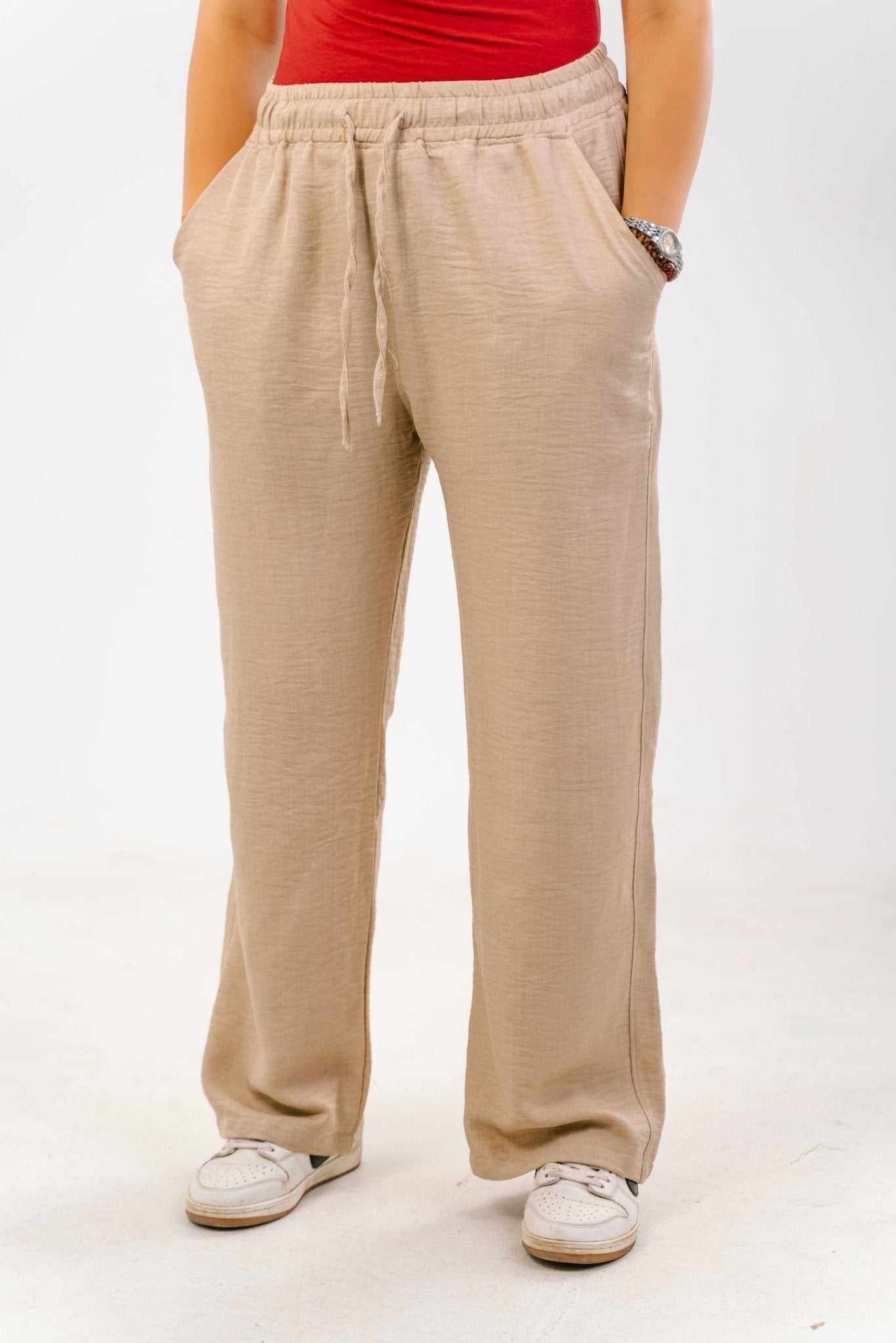 Beige Linen Pants | Linen Pants by Sash - Clothing