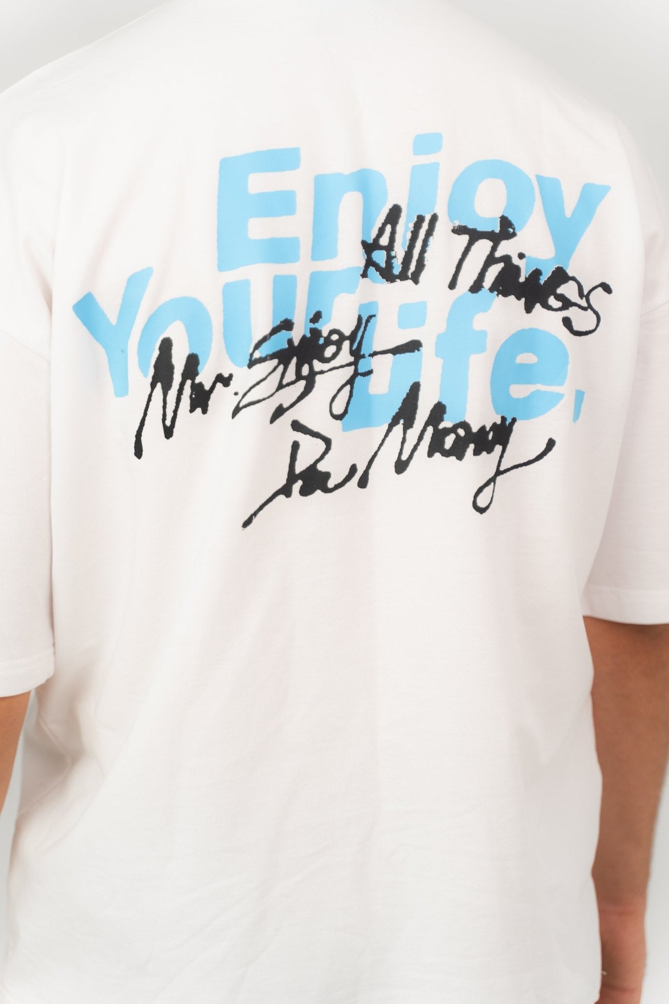 Enjoy your life white | Oversized T-Shirt by Sash - Clothing