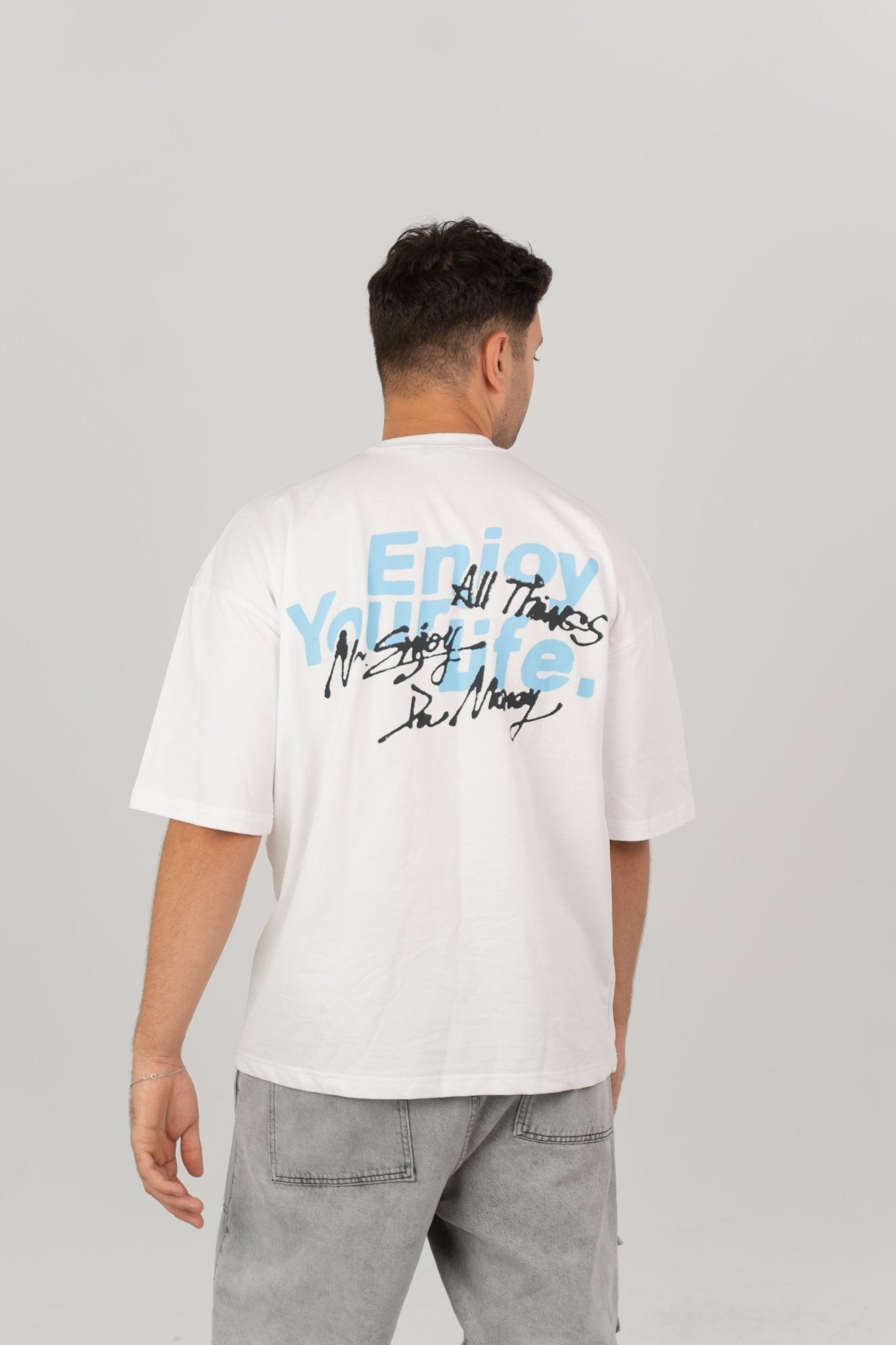 Enjoy your life white | Oversized T-Shirt by Sash - Clothing