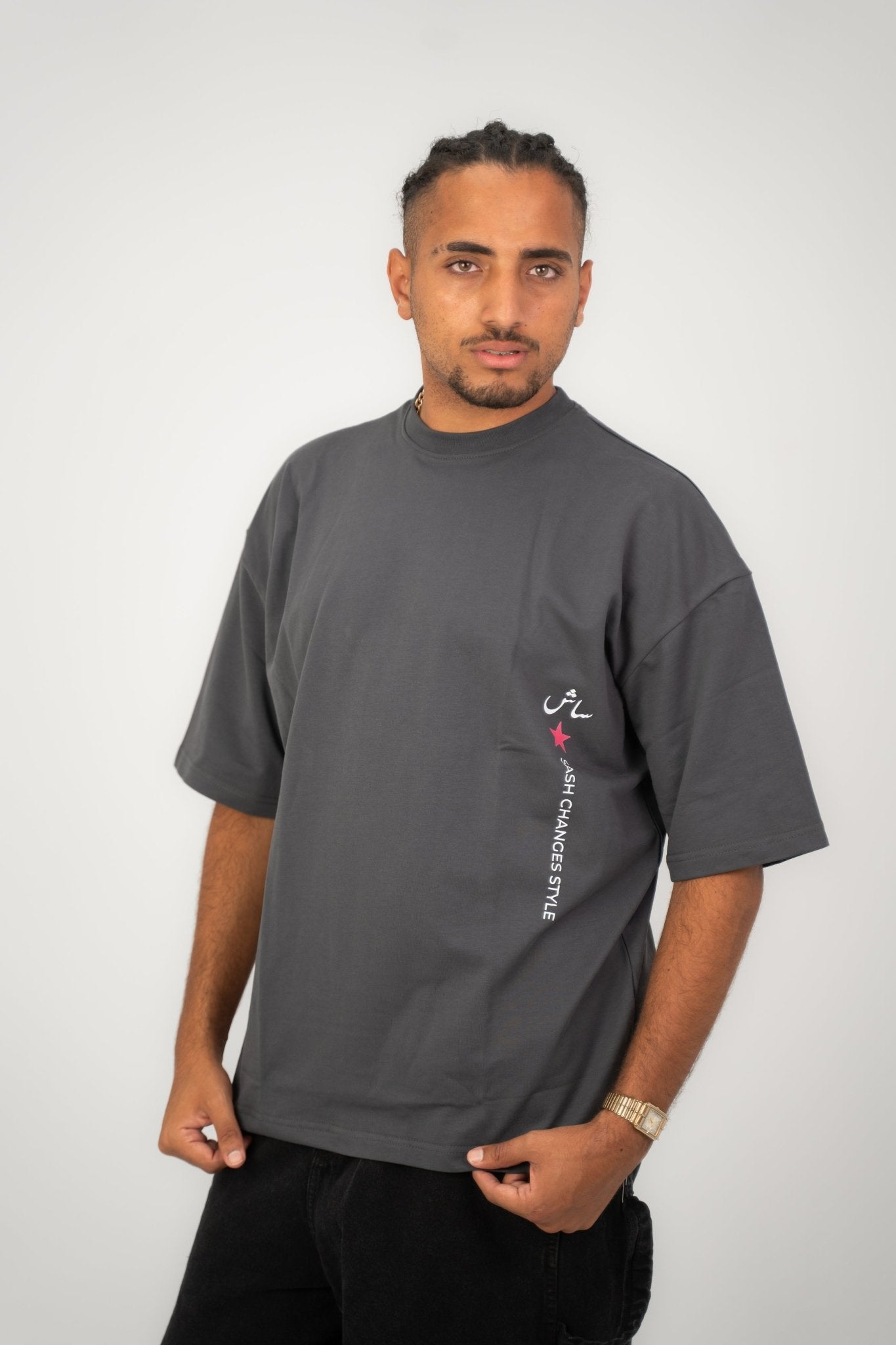 Grey Pinky Sash | Oversized T-Shirt by Sash - Clothing