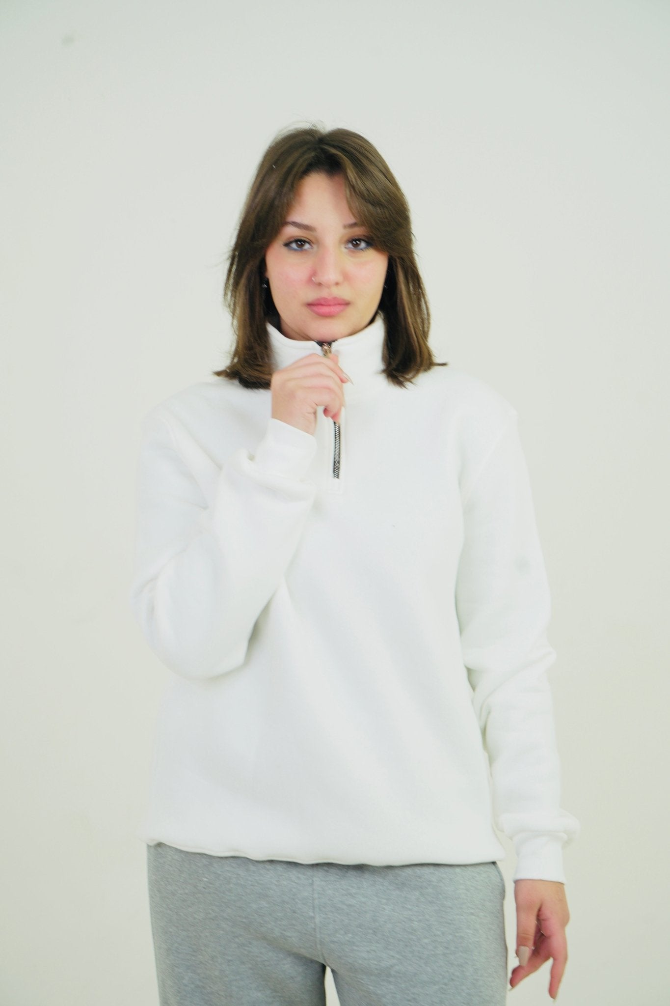 White Quarter Zipper | by Sash - Clothing