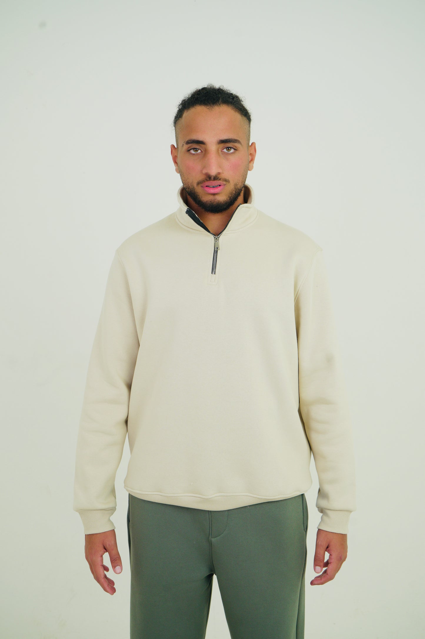 Beige Quarter Zipper