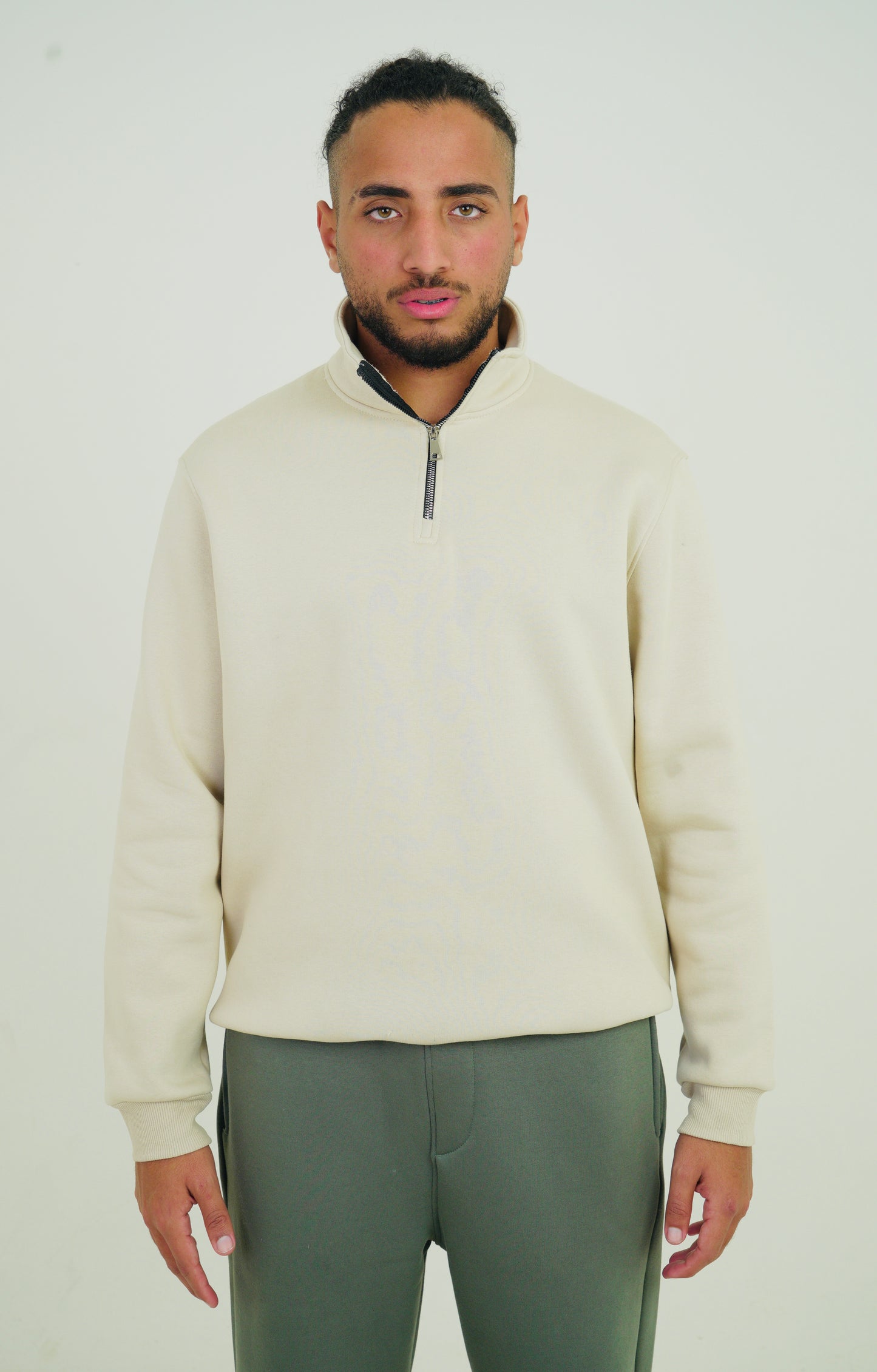 Beige Quarter Zipper