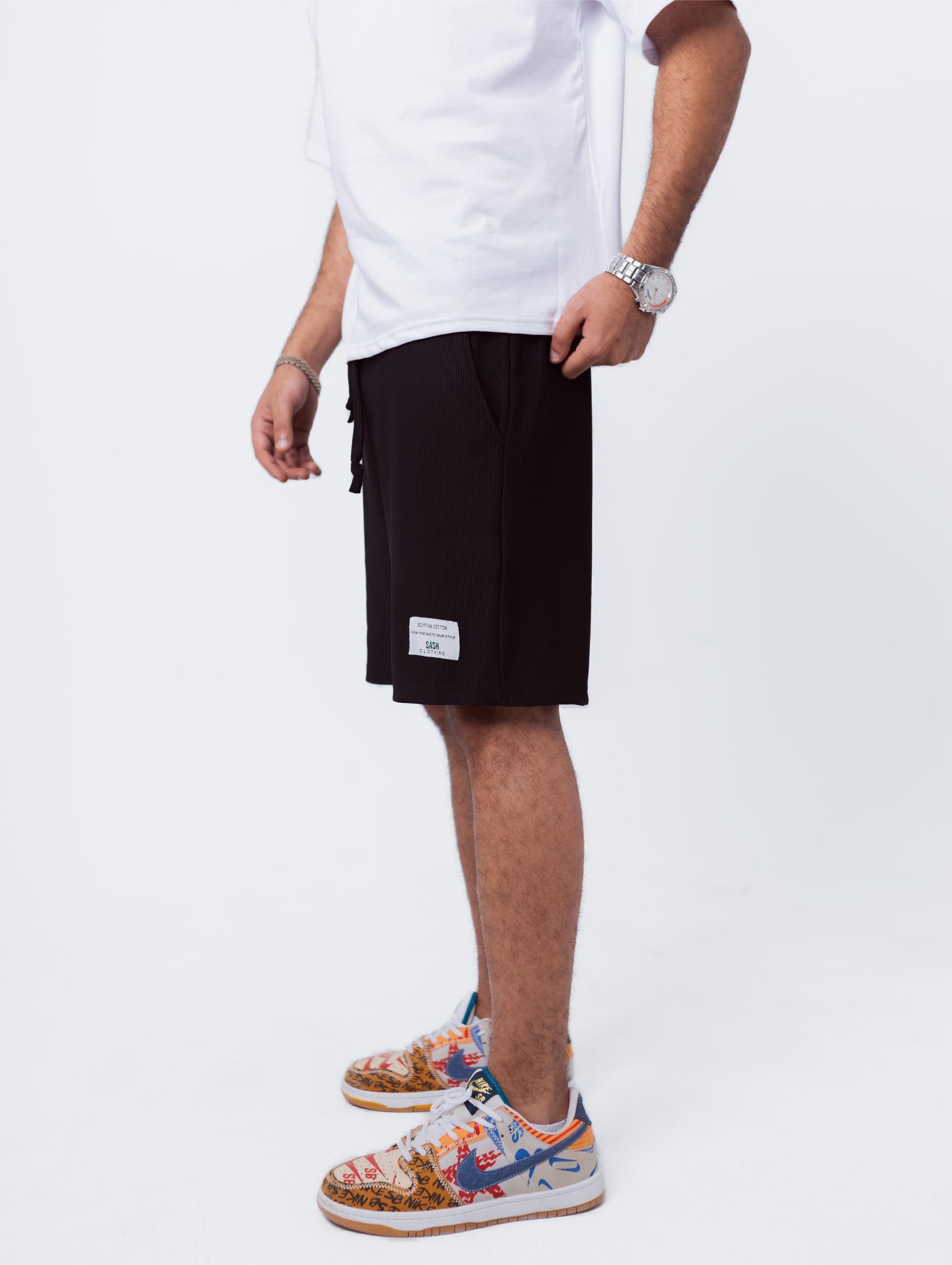 Black Printed Short