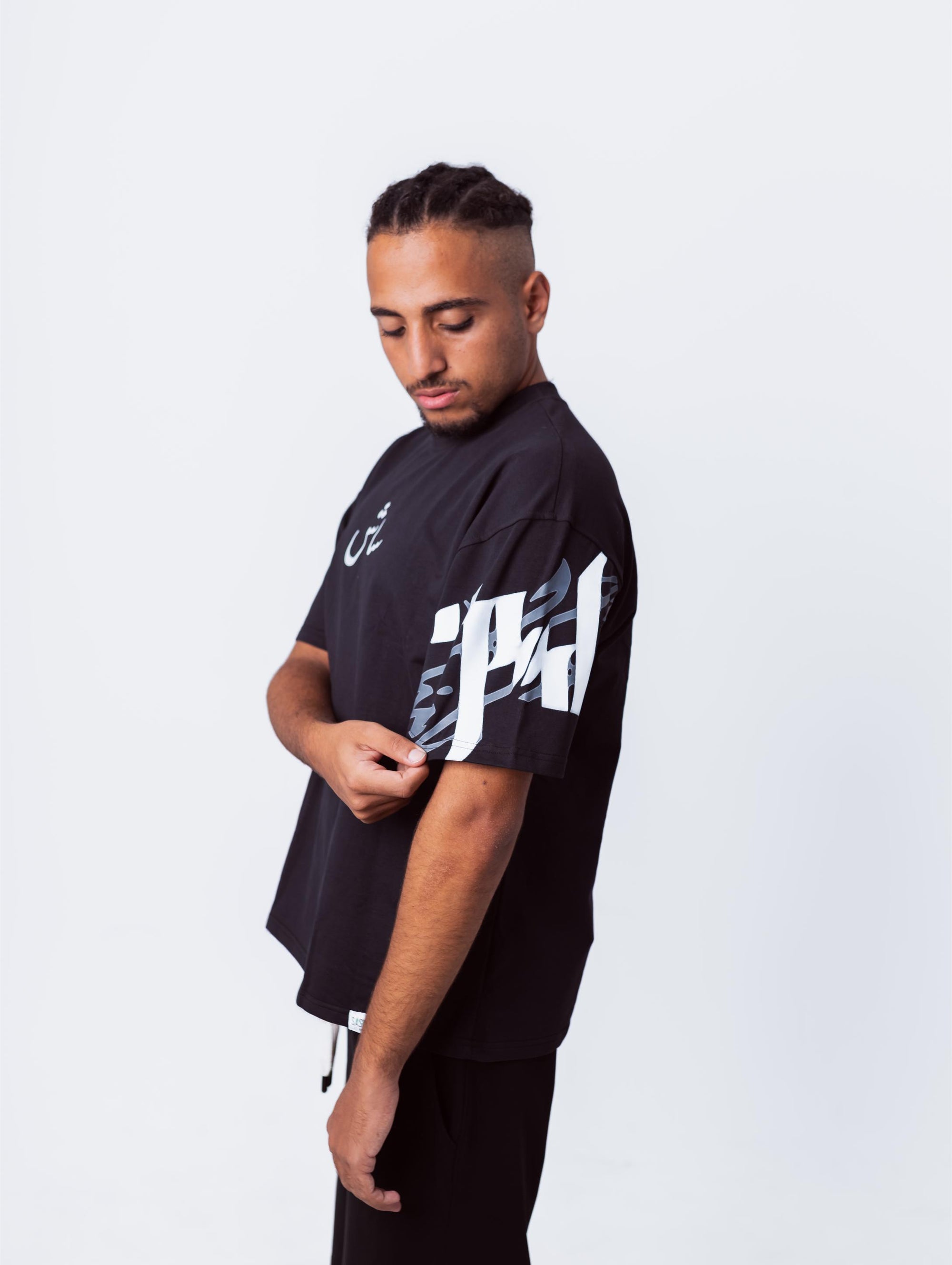 Black Arabic Sash Printed