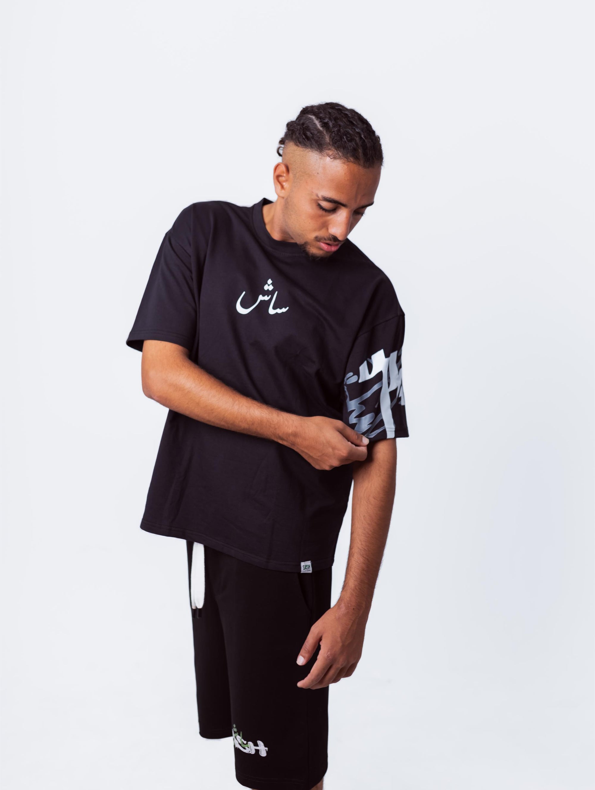 Black Arabic Sash Printed