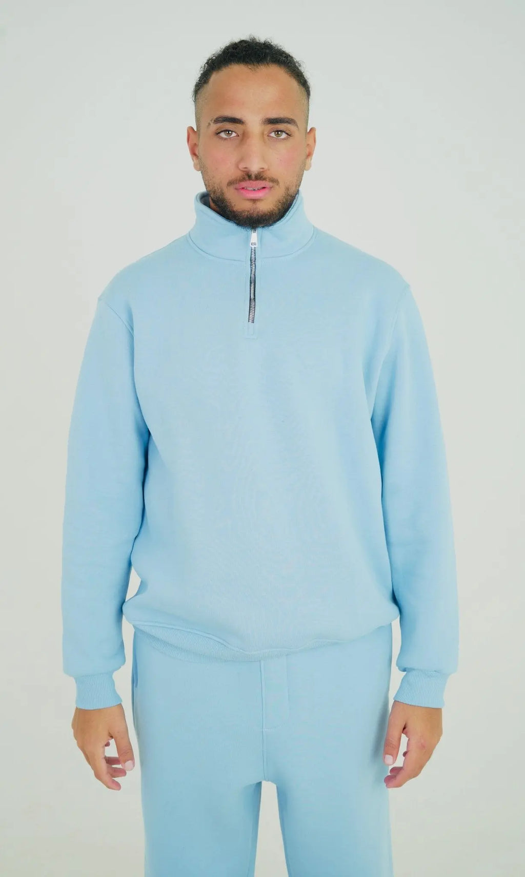 Baby Blue Quarter Zipper | by Sash - Clothing