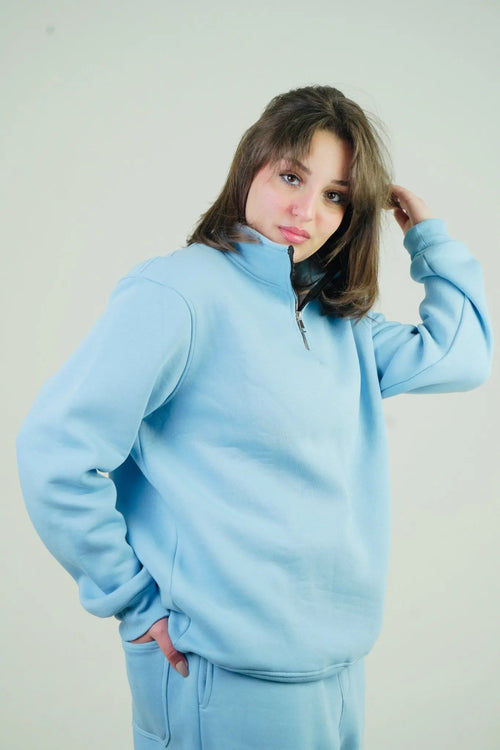 Baby Blue Quarter Zipper | by Sash - Clothing