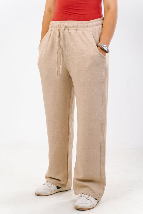 Beige Linen Pants | Linen Pants by Sash - Clothing