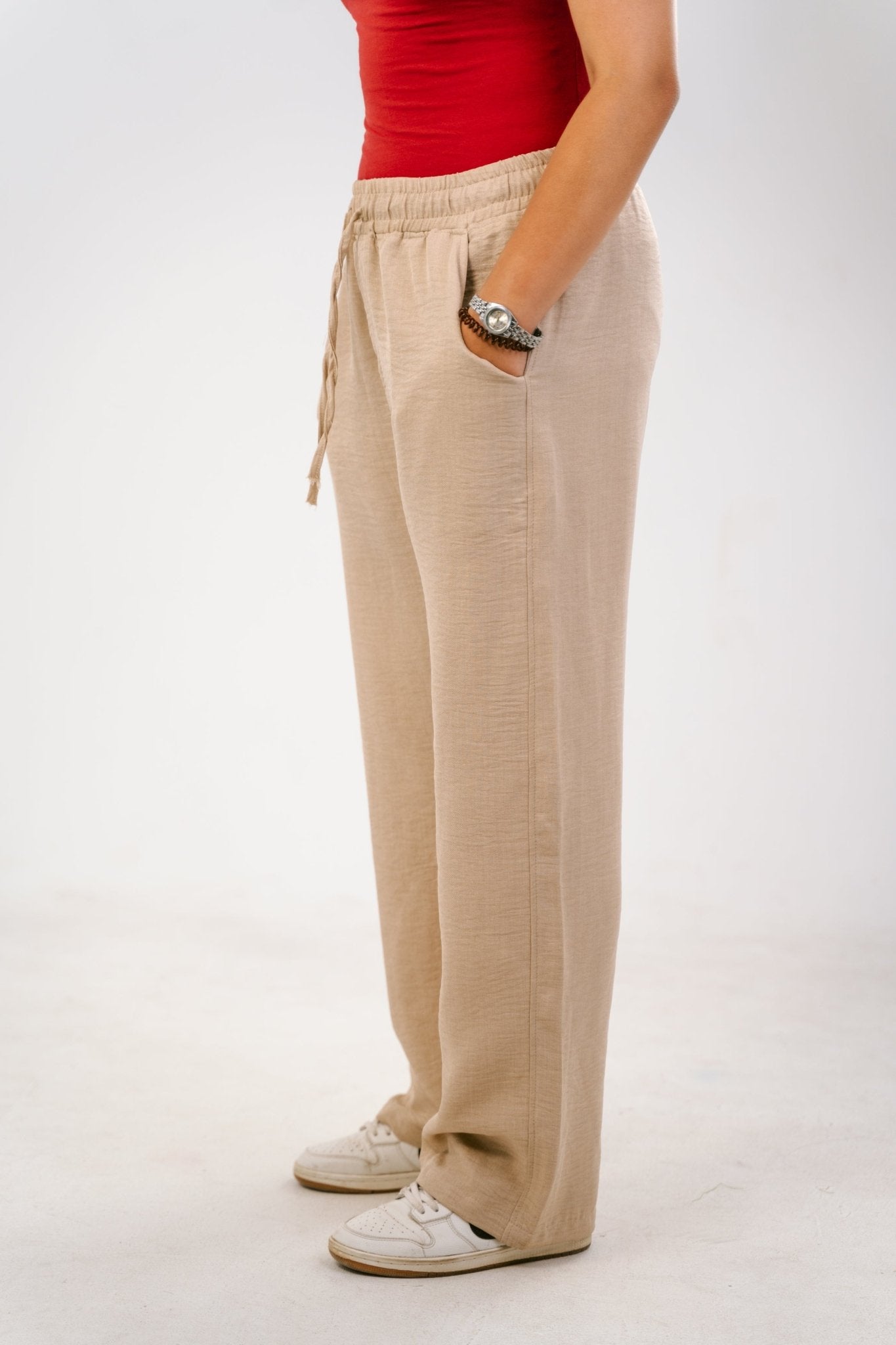 Beige Linen Pants | Linen Pants by Sash - Clothing