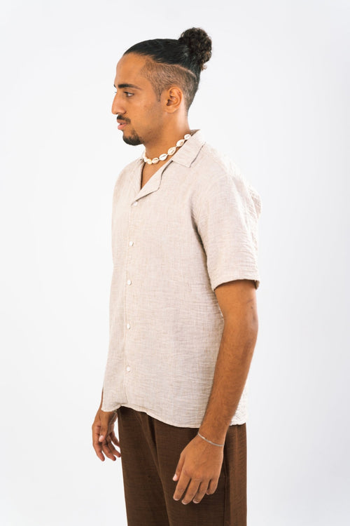 Beige Linen Shirt | Men's Shirt by Sash - Clothing