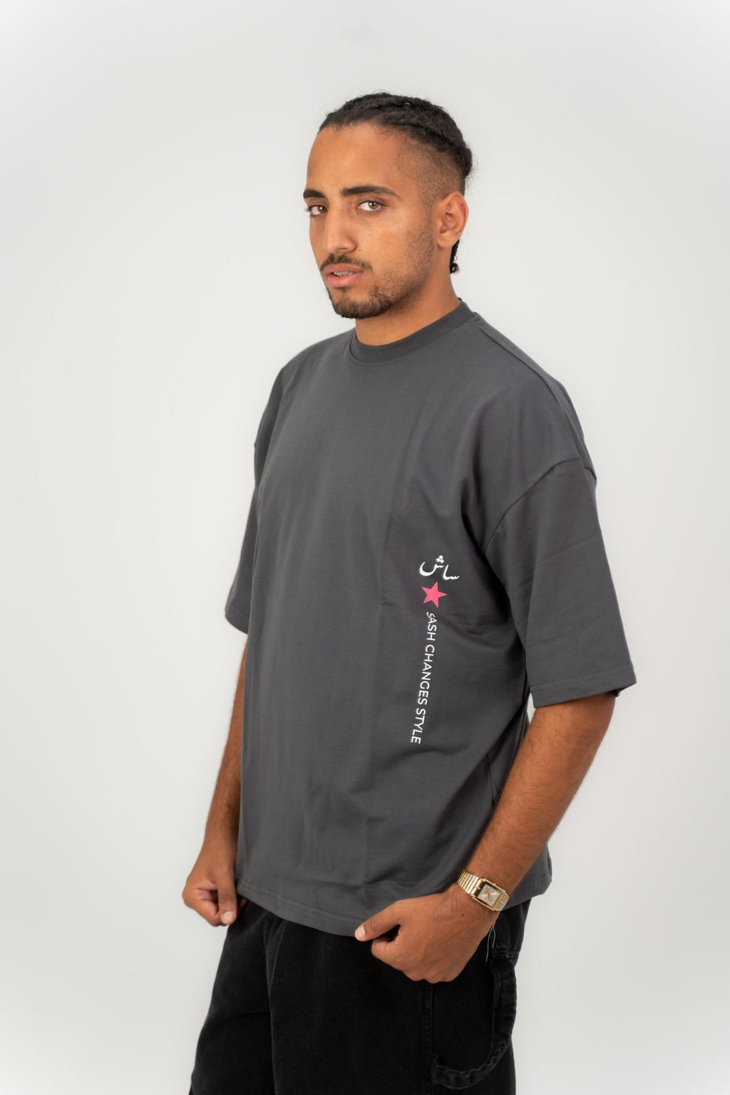 Grey Pinky Sash | Oversized T-Shirt by Sash - Clothing