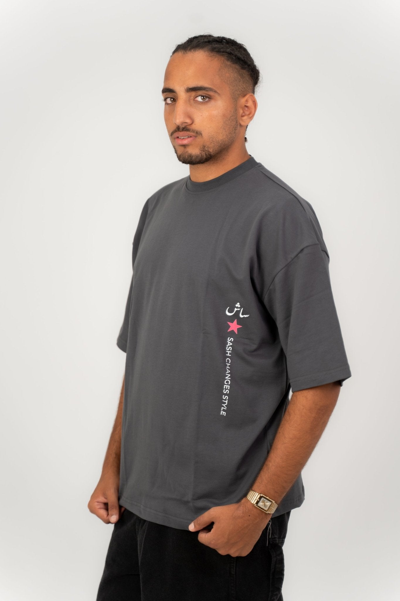 Grey Pinky Sash | Oversized T-Shirt by Sash - Clothing