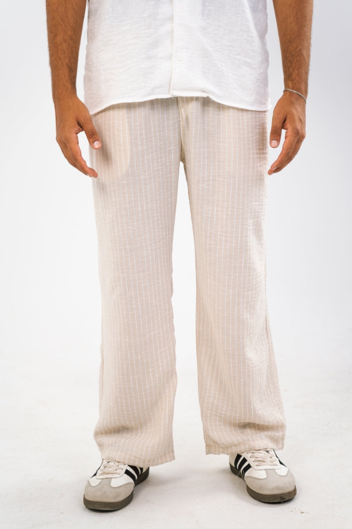 Off - White Stripe Linen Pants | Linen Pants by Sash - Clothing