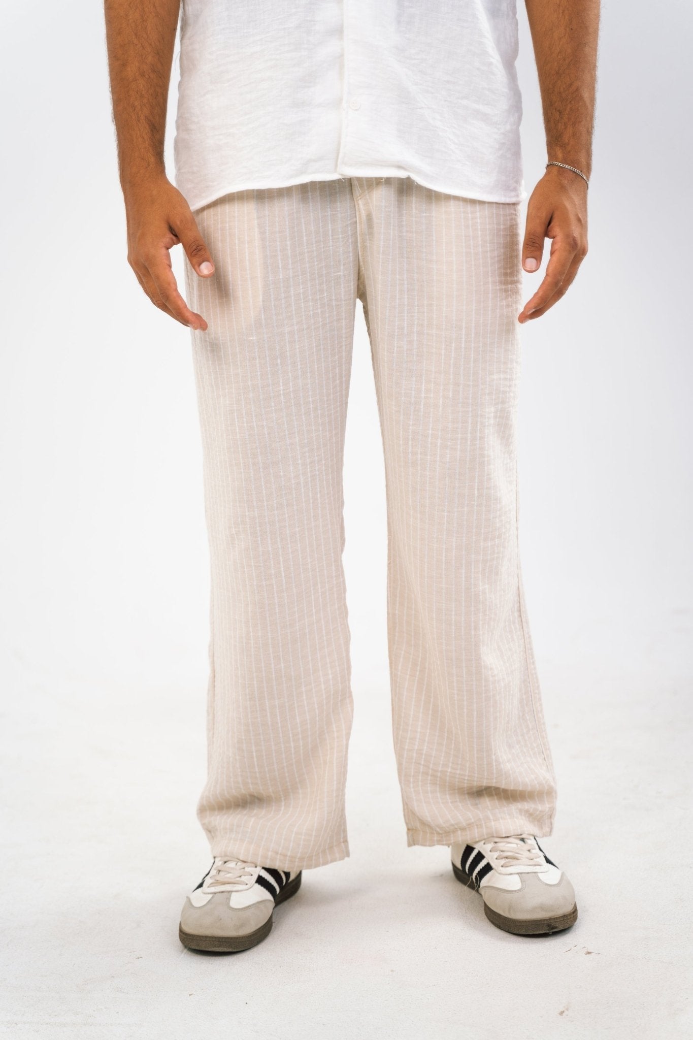 Off - White Stripe Linen Pants | Linen Pants by Sash - Clothing