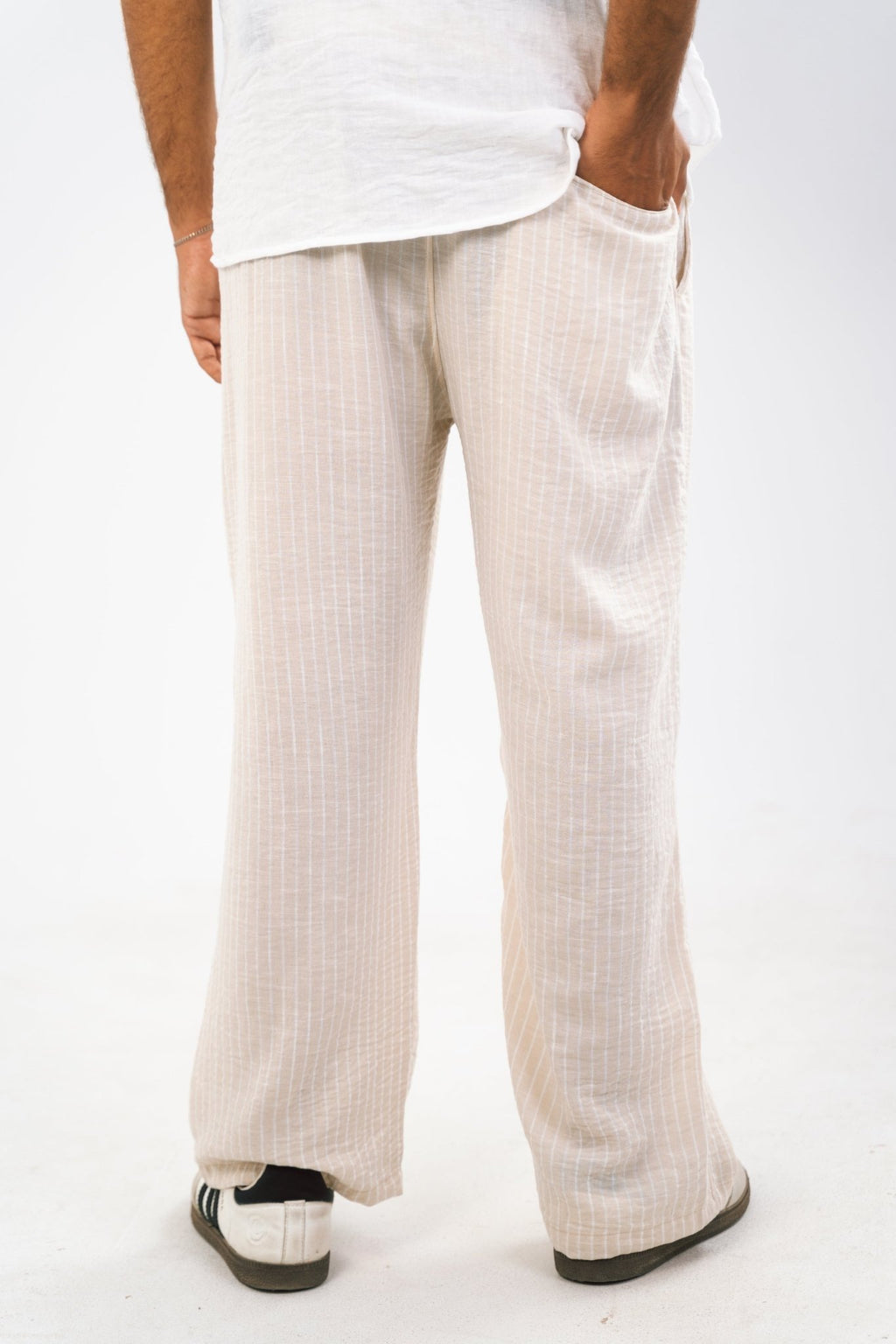 Off - White Stripe Linen Pants | Linen Pants by Sash - Clothing
