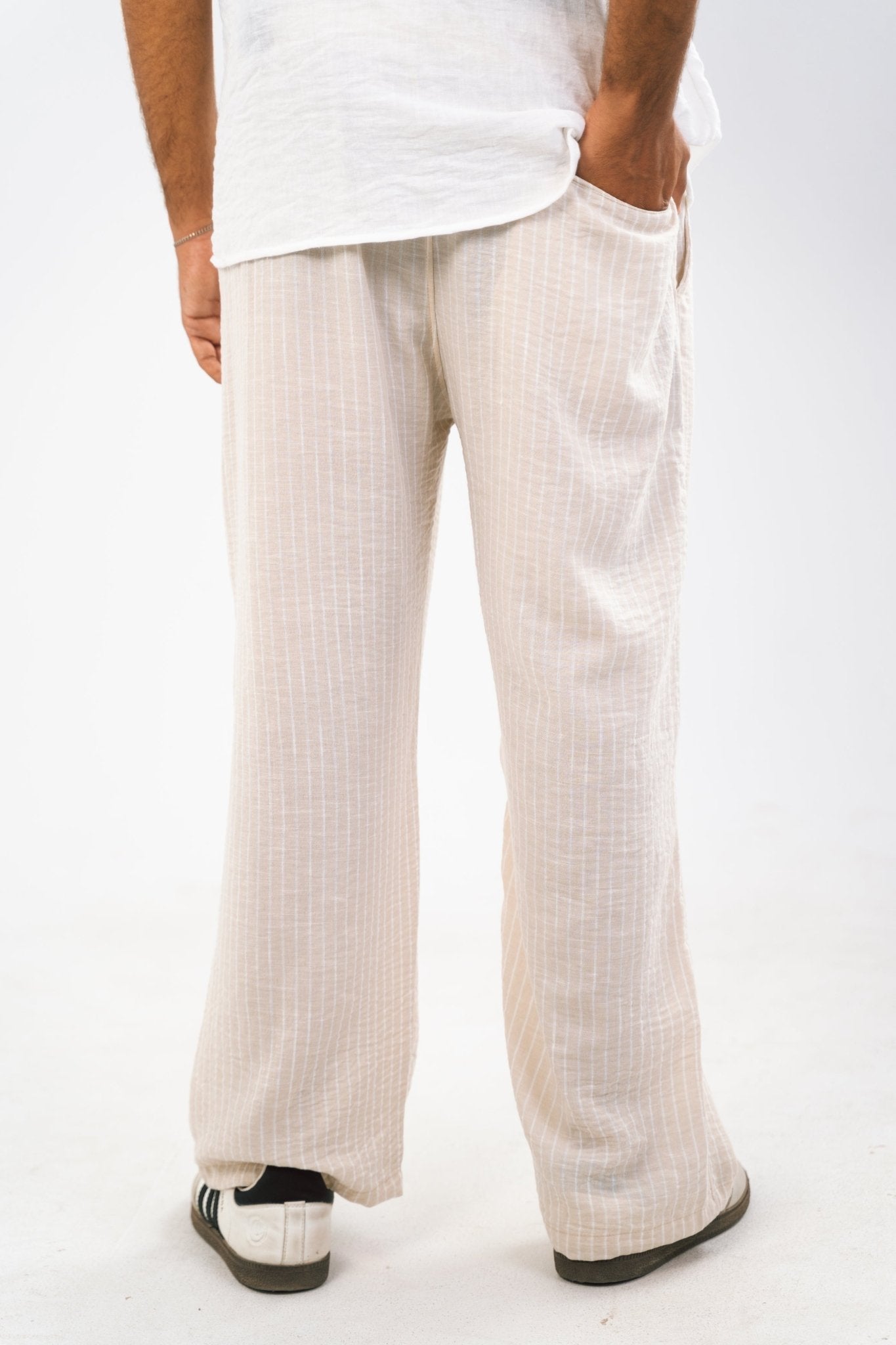 Off - White Stripe Linen Pants | Linen Pants by Sash - Clothing