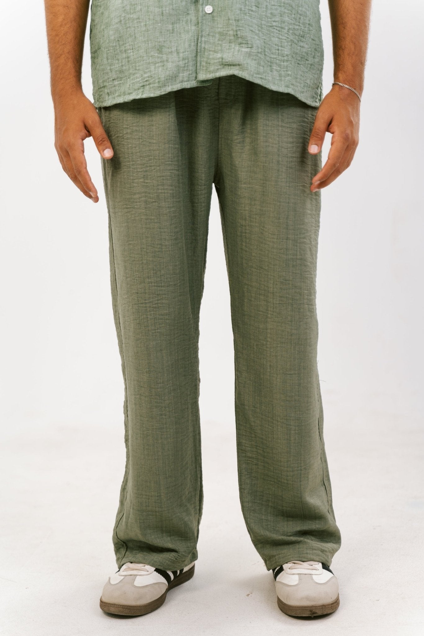 Olive Green Linen Pants | Linen Pants by Sash - Clothing