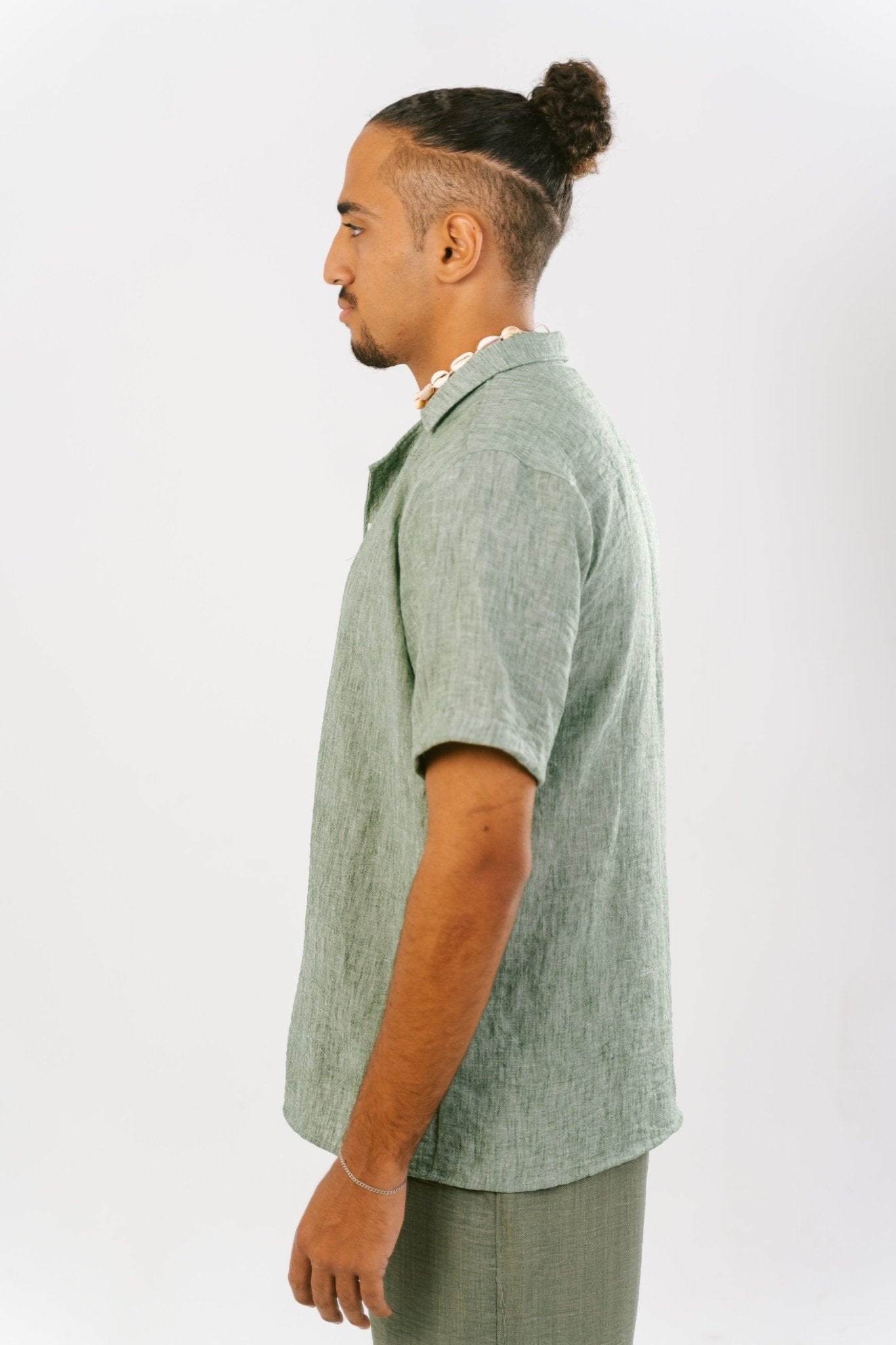 Olive Green Linen Shirt | Men's Shirt by Sash - Clothing