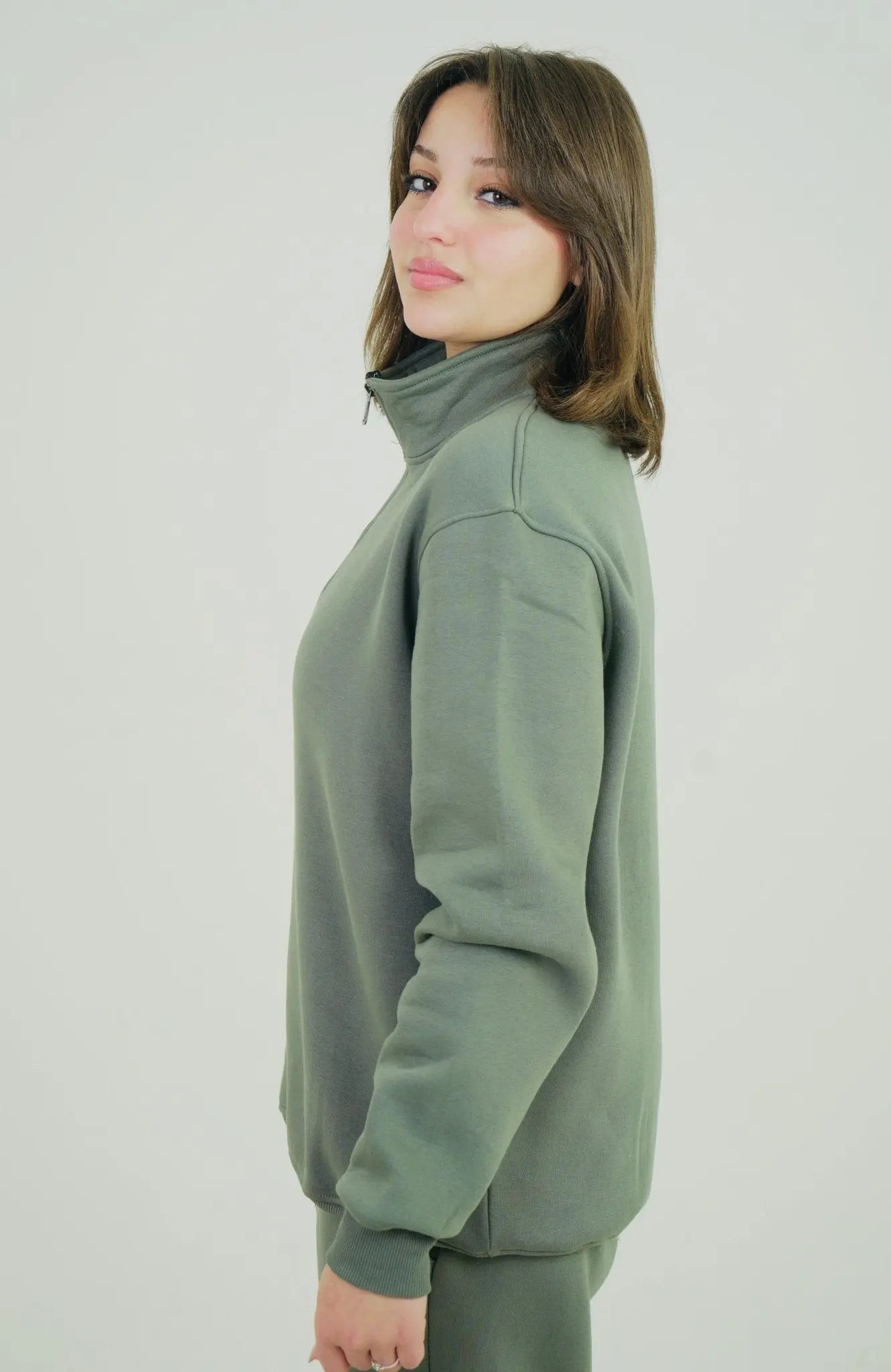 Olive Green Quarter Zipper | by Sash - Clothing