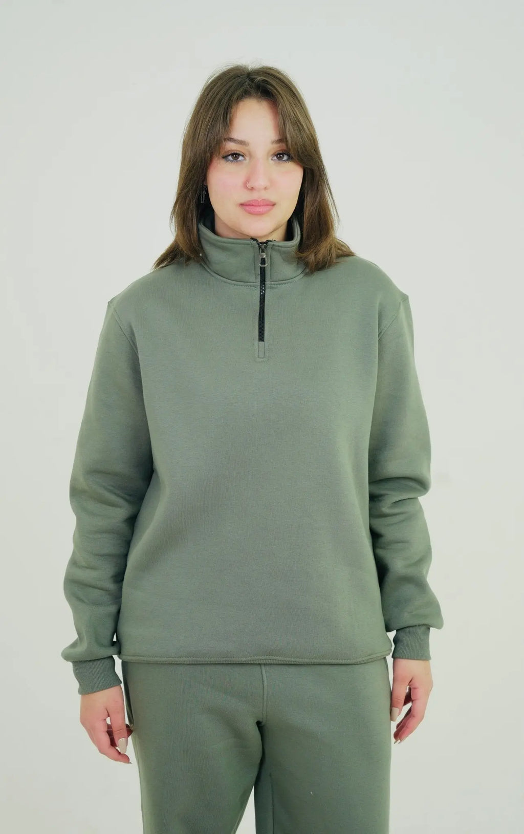 Olive Green Quarter Zipper | by Sash - Clothing