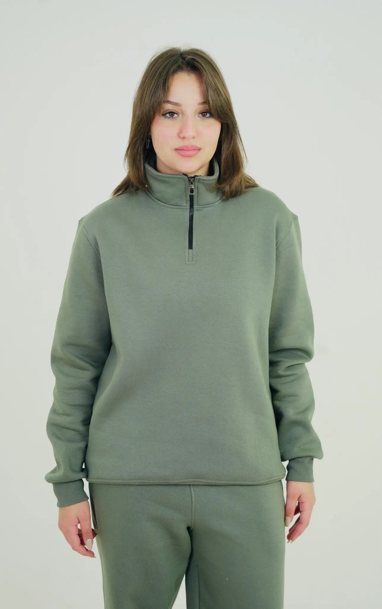 Olive Green Quarter Zipper | by Sash - Clothing