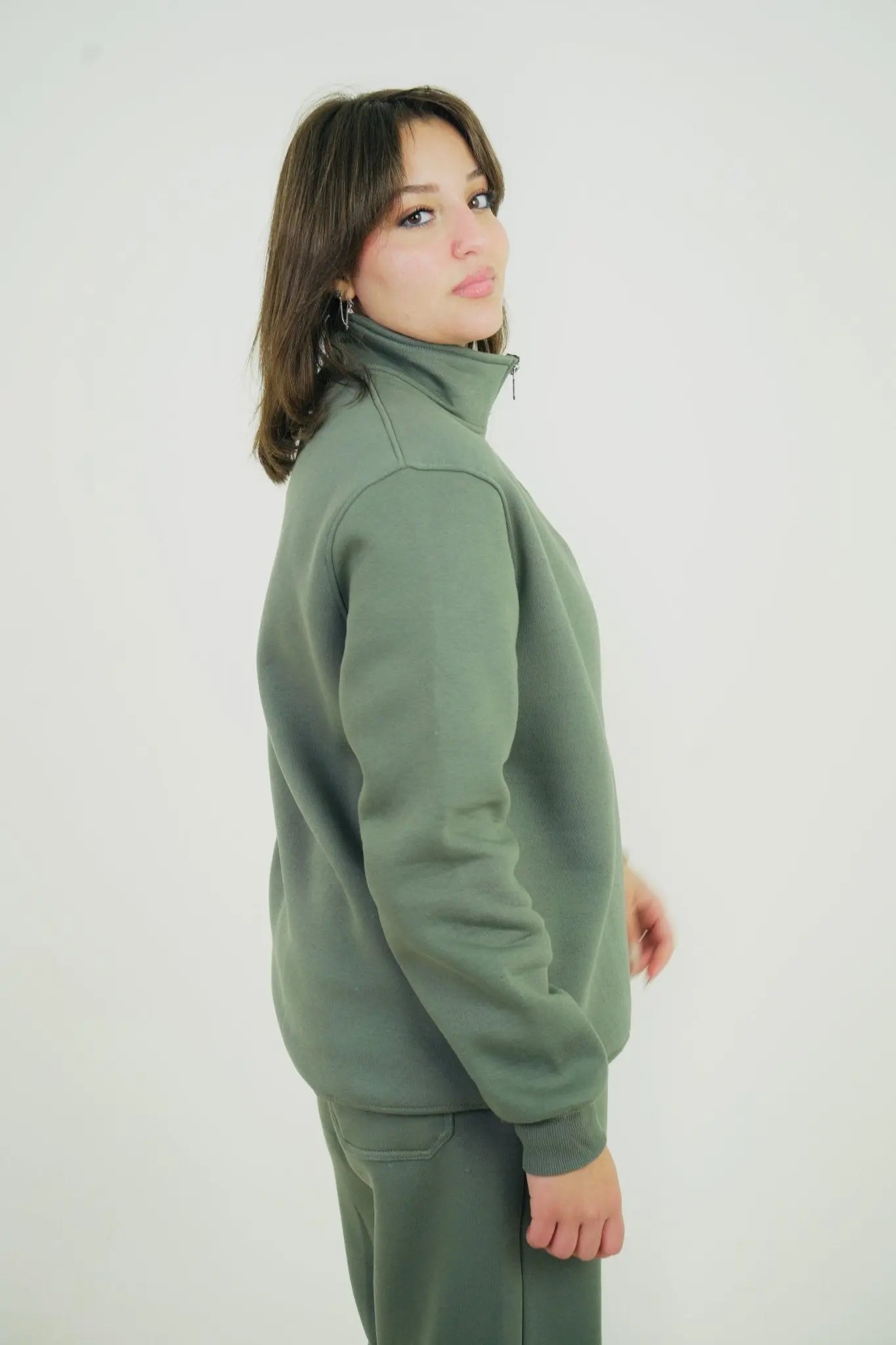 Olive Green Quarter Zipper | by Sash - Clothing
