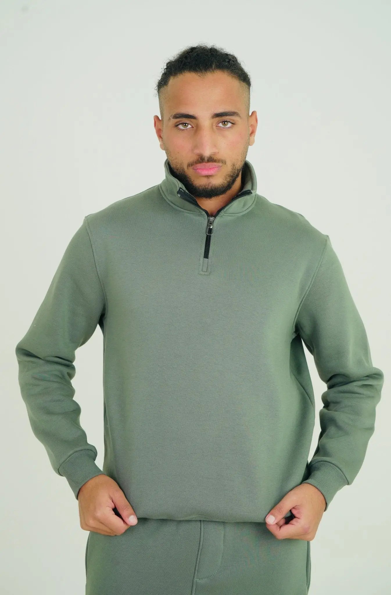 Olive Green Quarter Zipper | by Sash - Clothing