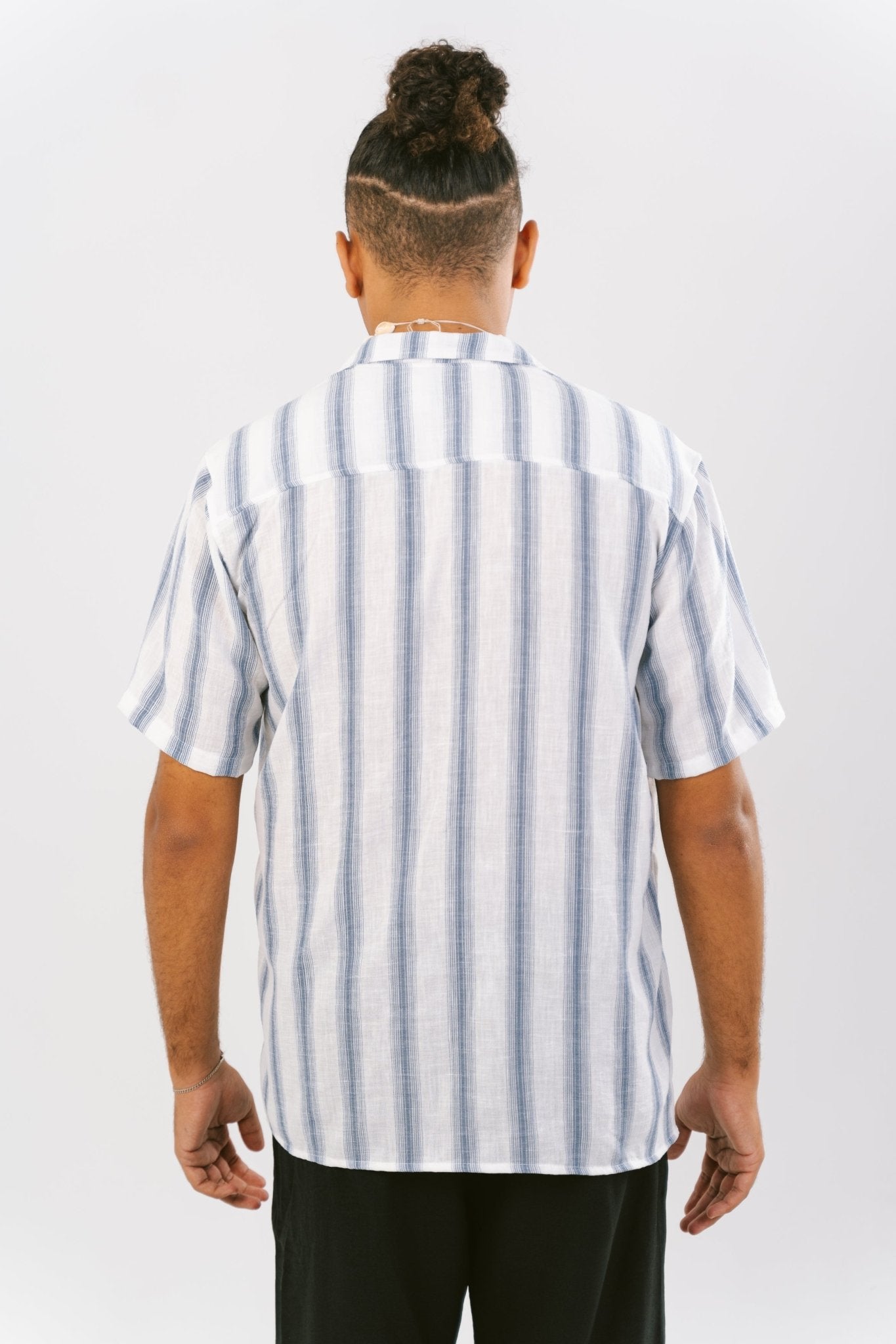 Stripe White X Blue Linen Shirt | Men's Shirt by Sash - Clothing