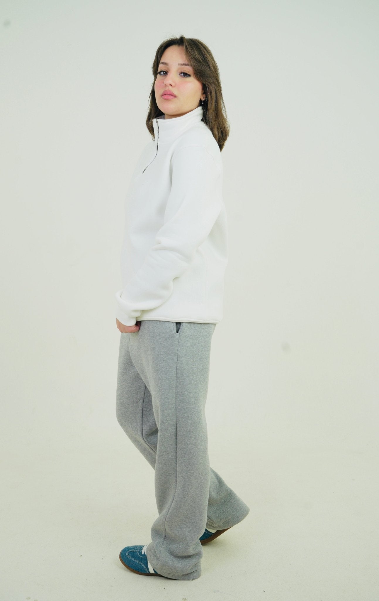 White Quarter Zipper | by Sash - Clothing